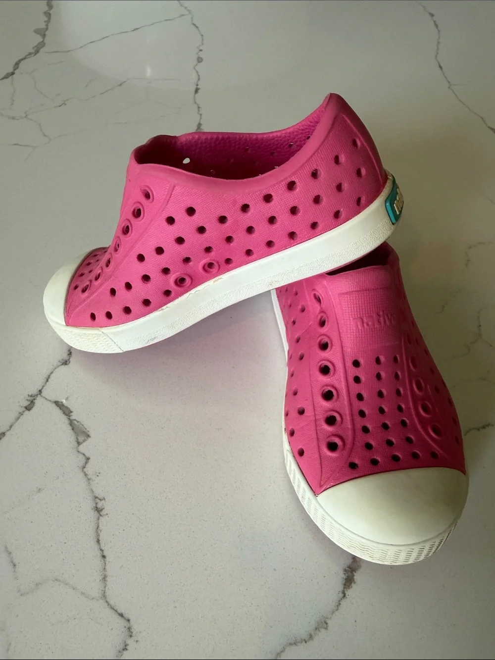 Native Kids Pink Slip-On Water Shoes with White Toe